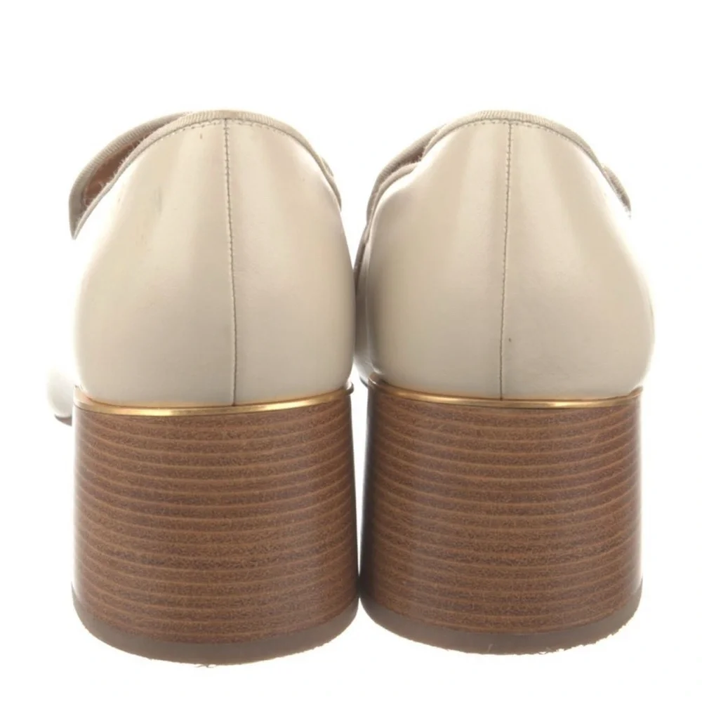 Tory Burch Everly Women Loafers Cream Embossed Croc Leather Block Heel size 7 - Picture 3 of 7